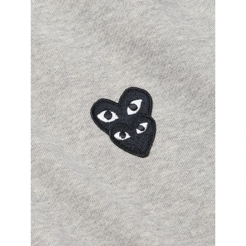 COMME DES GARCONS CDG PLAY GRAY FULL ZIP HOODIE WITH BLACK HEART - Picture 2 of 8